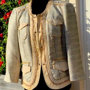 WHBM tweed “Chanel” style blazer 3/4 sleeve fully lined